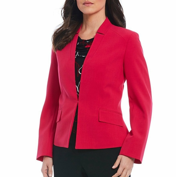 Kasper Stand Notch collar Stretch Crepe Jacket - Picture 1 of 4